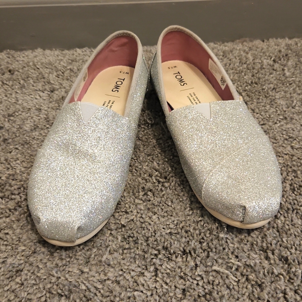 Silver Glitter Toms